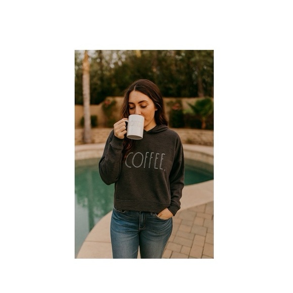 Rae‎ Dunn Coffee Cropped Hooded Sweater - Picture 5 of 5